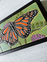 Load image into Gallery viewer, framed 3"x6" monarch butterfly tile
