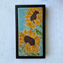 Load image into Gallery viewer, framed 3"x6" sunflower tile