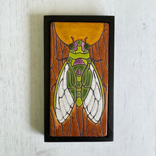 Load image into Gallery viewer, framed 3"x6" cicada tile