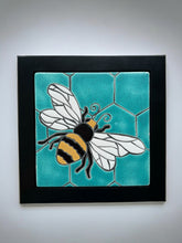 Load image into Gallery viewer, framed 6"x6" honey bee tile