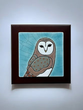 Load image into Gallery viewer, framed 4"x4" barn owl tile