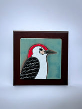 Load image into Gallery viewer, framed 4"x4" red bellied woodpecker tile