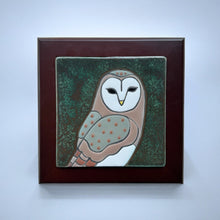 Load image into Gallery viewer, framed 4"x4" barn owl tile
