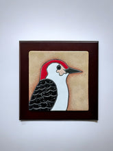 Load image into Gallery viewer, framed 4&quot;x4&quot; red bellied woodpecker tile
