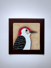 Load image into Gallery viewer, framed 4"x4" red bellied woodpecker tile