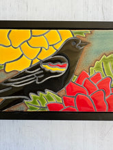 Load image into Gallery viewer, framed 3"x6" red wing black bird tile