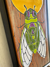 Load image into Gallery viewer, framed 3"x6" cicada tile